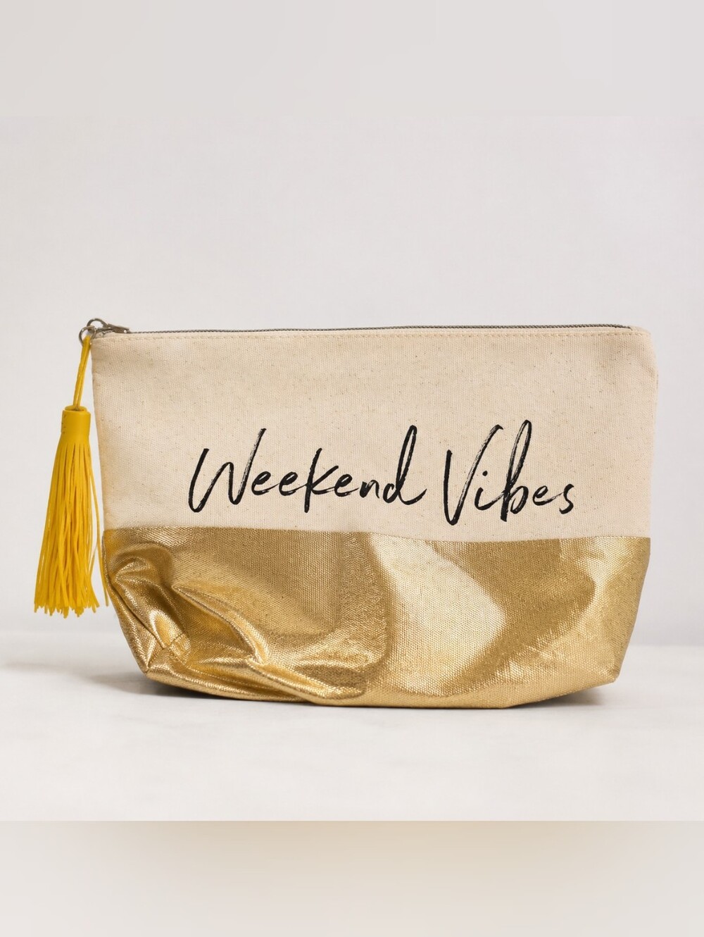Bath & Body Works Weekend Vibes Gold Canvas Makeup Bag